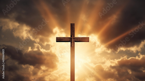 cruz de jesus cristo em por do sol 