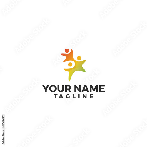 Simple modern and abstract logo design for autism, kindergarten, kids health, and support kids