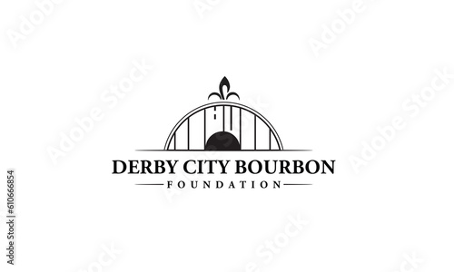 Simple unique and vintage style logo design for bourbon, whiskey, bar, and alcohol brand.