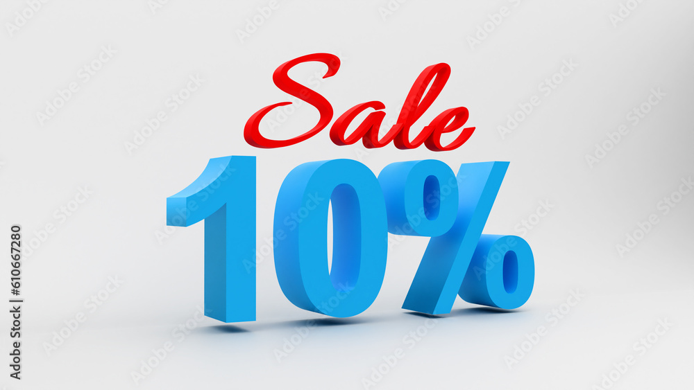 10 Percent Sale Text in 3D with White Background 10 Percent Sale Text in 3D with White Background
