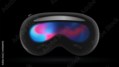Vision Pro-High-tech Futuristic technology VR Glasses -Virtual reality device, 360 VR modern helmet-vector illustration