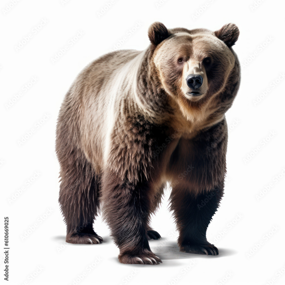 Fototapeta premium grizzly brown bear isolated on white
