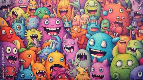 Doodles happy monster background