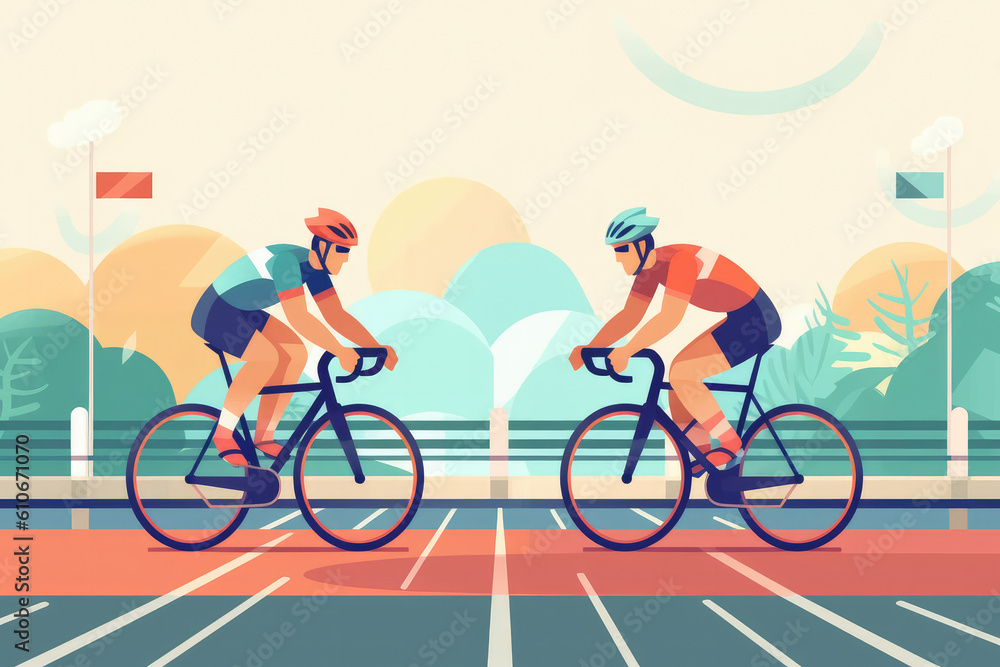 Fototapeta premium Illustrations of cyclists.