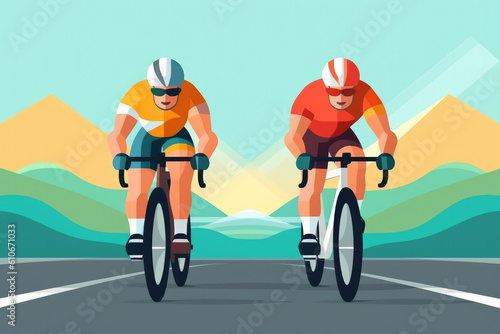 Illustrations of cyclists.
