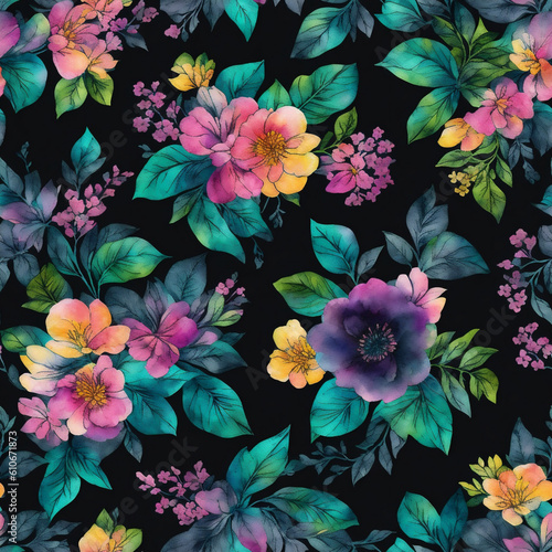 floral boho background bright flowers on light background repeatable pattern