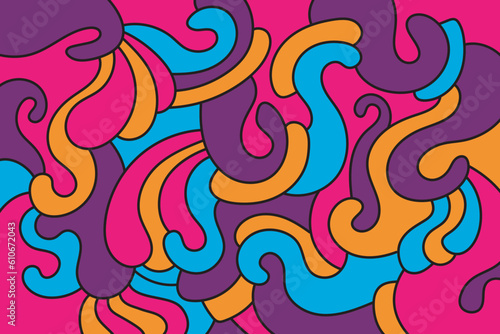 Abstract seamless pattern with wavy lines in bright colors. Vector illustration.