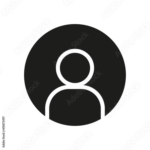 Vector flat illustration in white color in a black circle. Avatar, user profile, person icon, gender neutral silhouette, profile picture. Suitable for social network profiles, icons, screensavers.