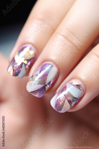 Painted nail art.