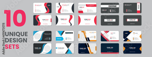 Collection of business card, bundle of business card, set of business cards, visiting card collection with texture, Print ready double sided corporate layout design with mockup