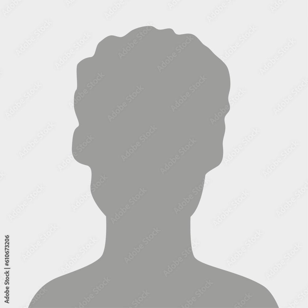 Vector flat illustration in grayscale. Avatar, user profile, person icon, male silhouette, profile picture. Suitable for social media profiles, icons, screensavers and as a template.