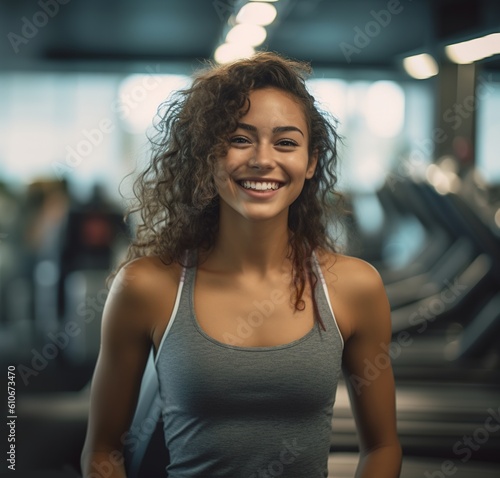 Happy sport women exercise workout smile training at the gym. Generative ai. Free Download Happy sport women exercise workout smile training at the gym. Generative ai. - GFXLoad