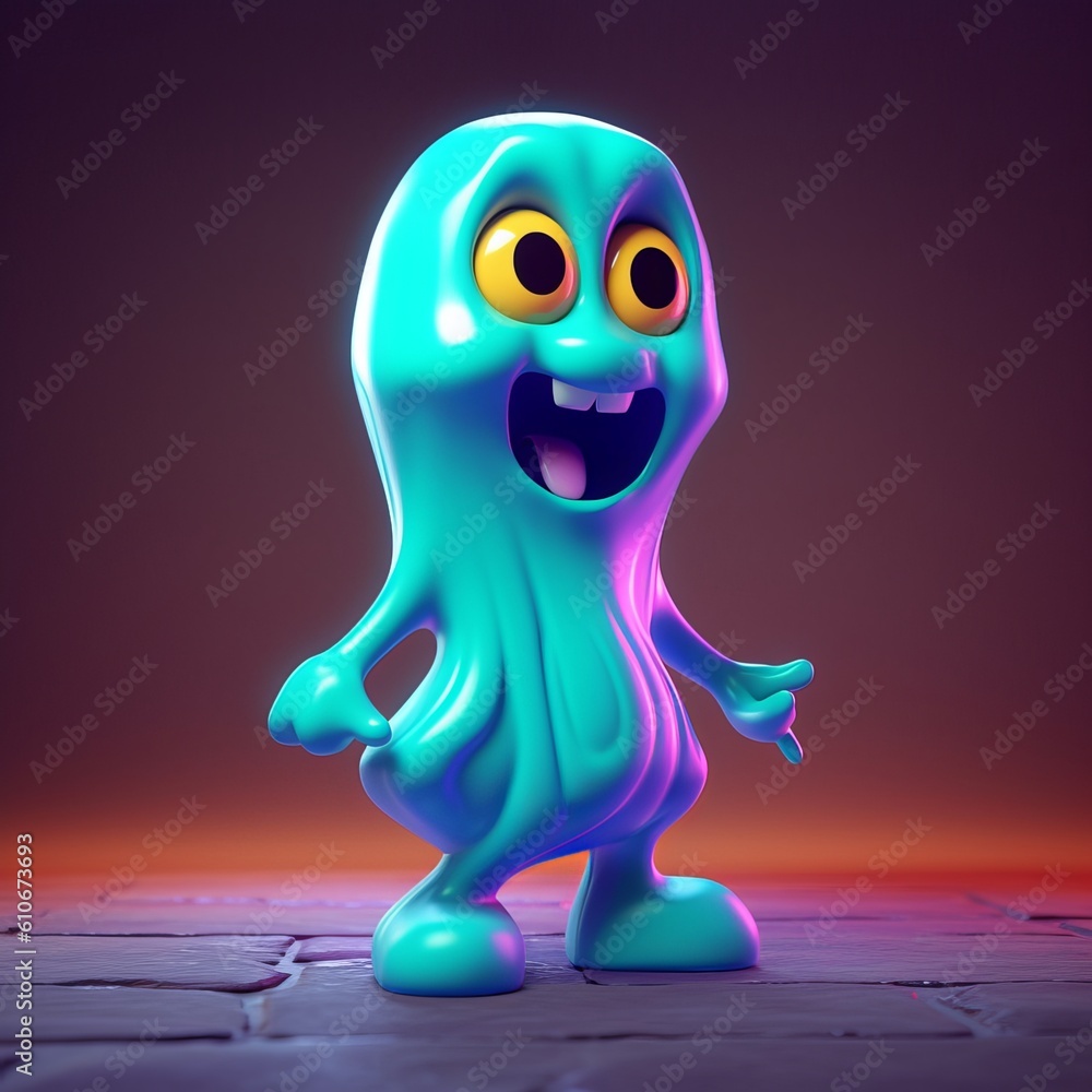 Playful Ghost Cartoon Character with a Boo-tiful Smile Playful Ghost Cartoon Character with a Boo-tiful Smile