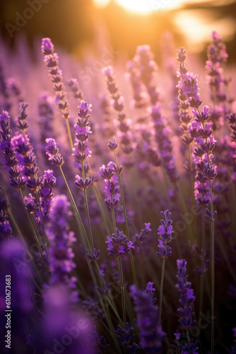 Purple lavender under the sun.