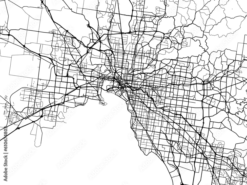 Naklejka premium Vector road map of the city of Melbourne in the Australia on a white background.