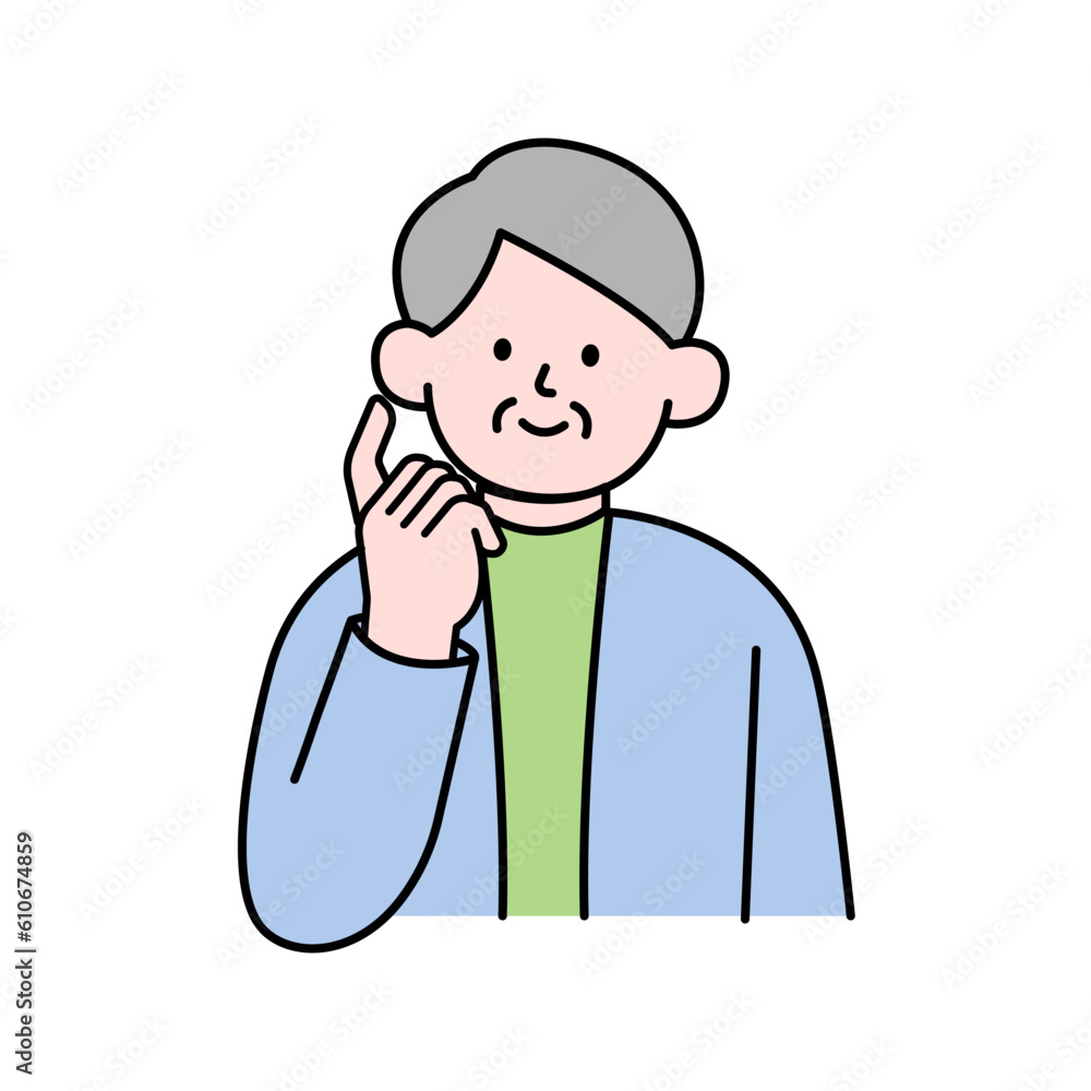 Elderly Man Wondering, Simple Style Vector illustration. Elderly Man Wondering, Simple Style Vector illustration.