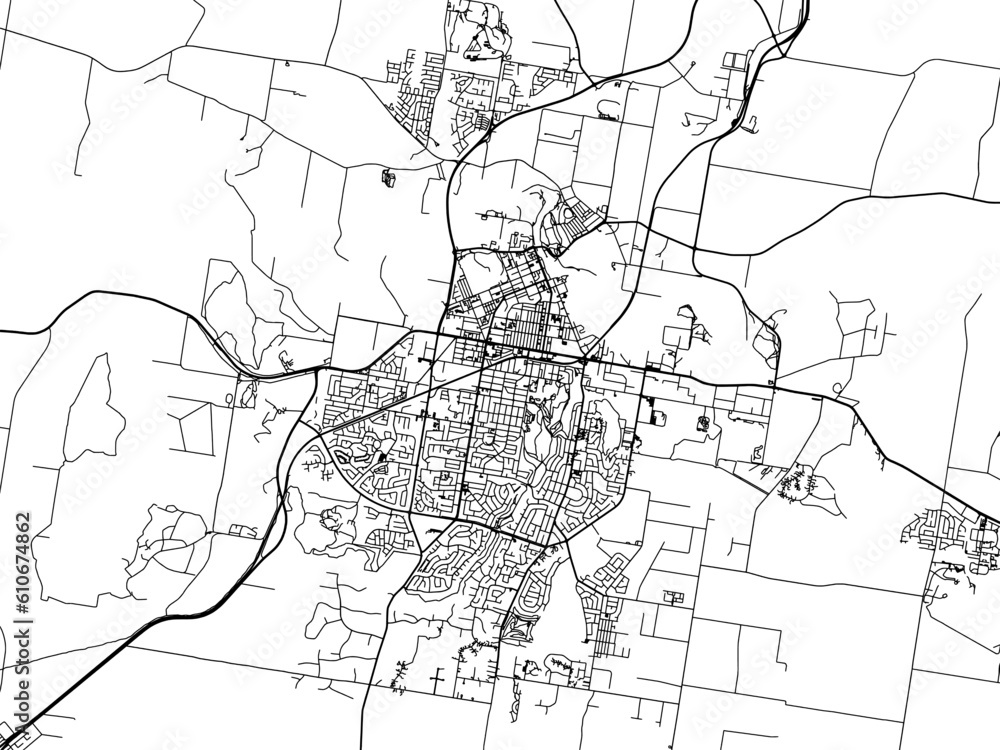 Vector road map of the city of  Wagga Wagga in the Australia on a white background.