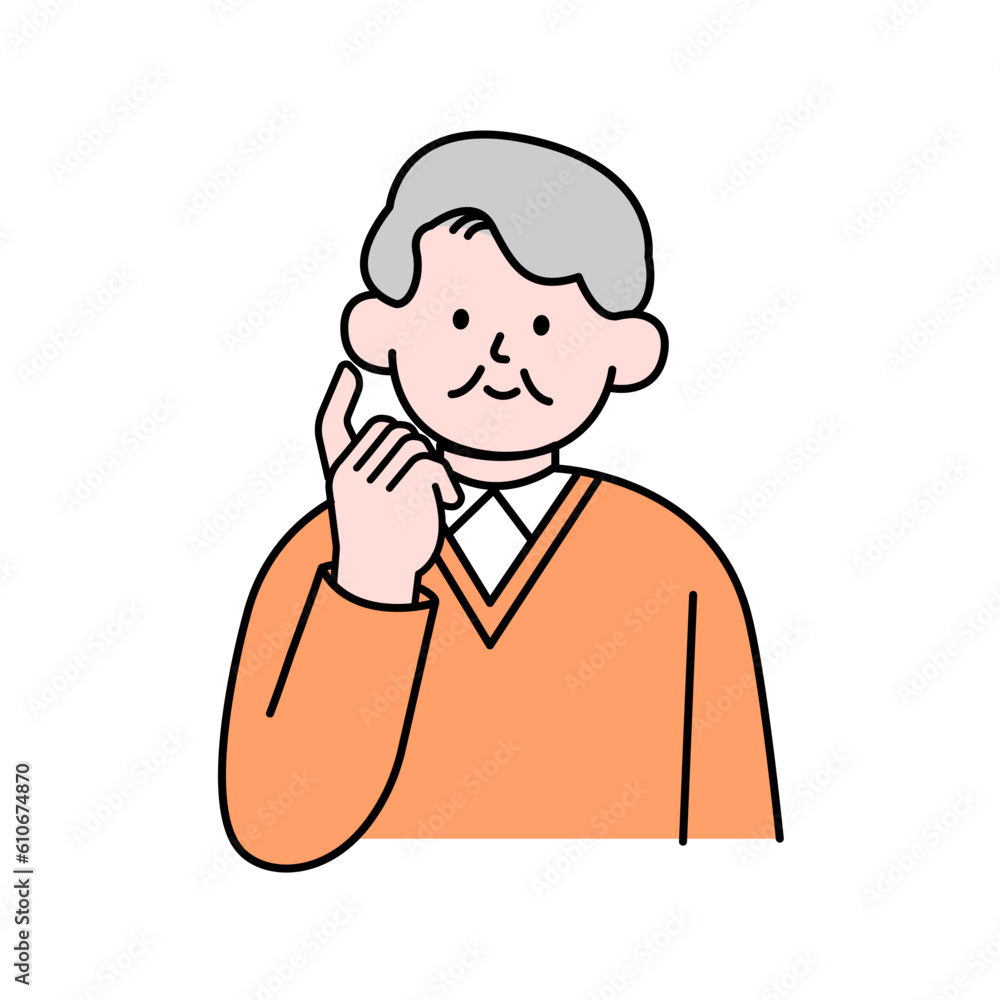 Elderly Man Wondering, Simple Style Vector illustration. Elderly Man Wondering, Simple Style Vector illustration.