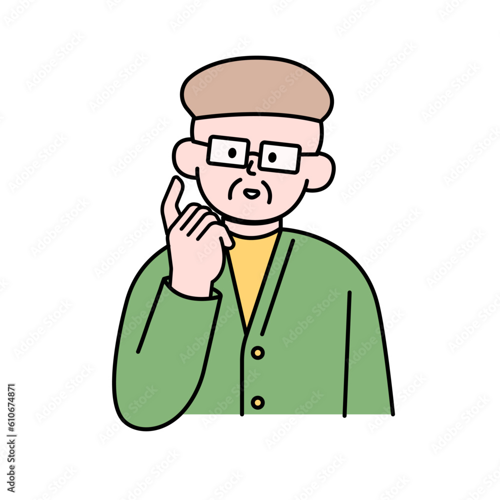 Elderly Man Wondering, Simple Style Vector illustration. Elderly Man Wondering, Simple Style Vector illustration.