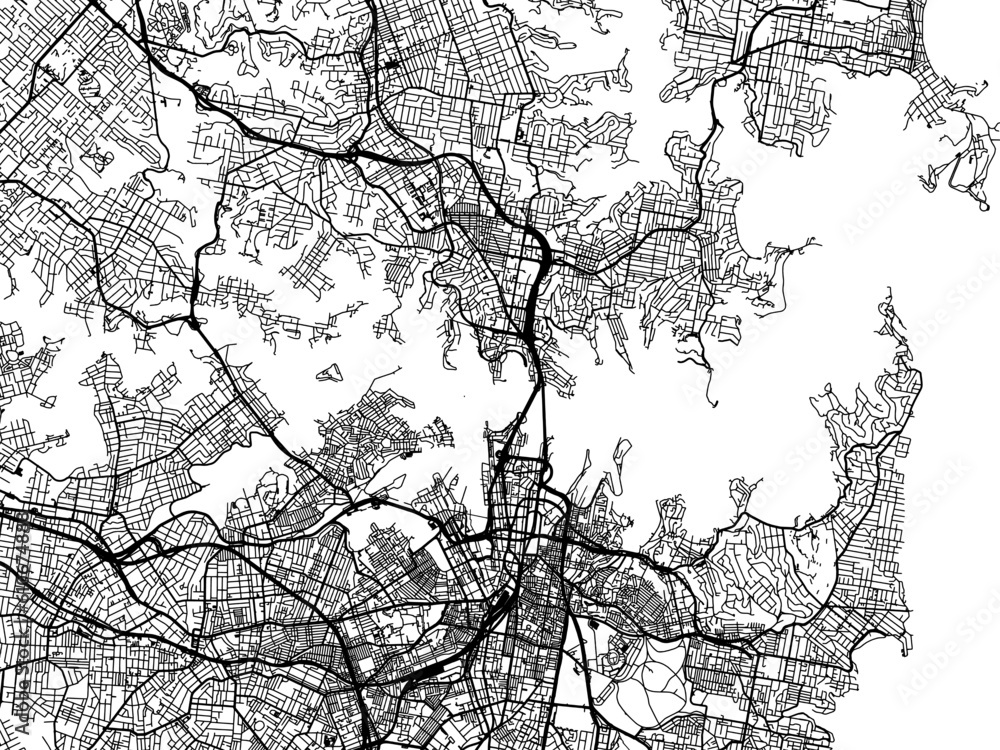 Vector road map of the city of  Sydney Harbour in the Australia on a white background.