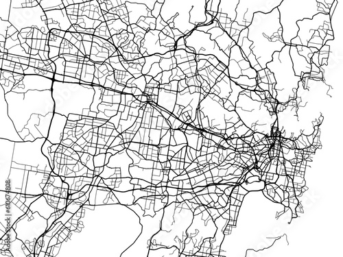 Vector road map of the city of  Sydney in the Australia on a white background.