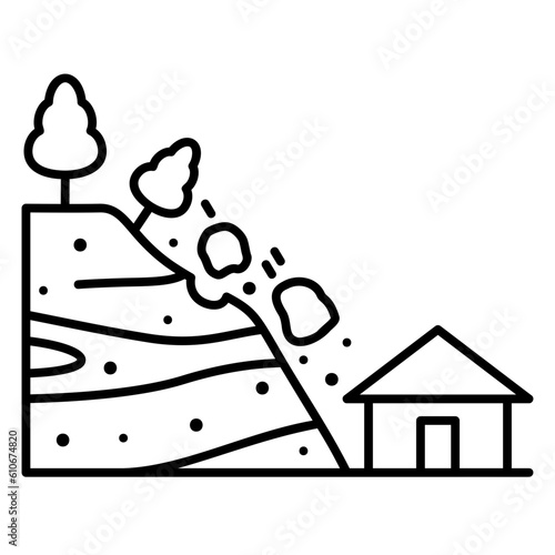 Landslide icon endangers homes and settlements
