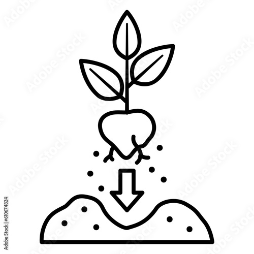 Replanting icon with earthen pit and sapling