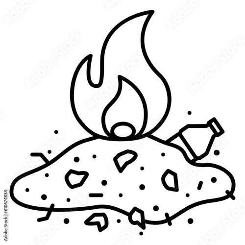 Garbage burning icon that pollutes the environment