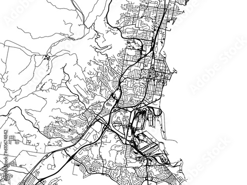 Vector road map of the city of  Wollongong in the Australia on a white background.
