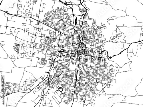 Vector road map of the city of  Toowoomba in the Australia on a white background.