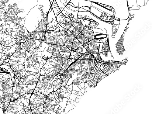 Vector road map of the city of  Newcastle in the Australia on a white background.