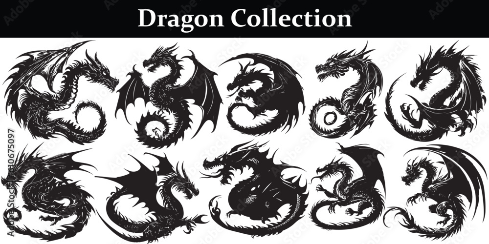 Black Dragon silhouette vector design Black Dragon silhouette vector design