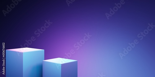 3d rendering of purple and blue abstract geometric background. Scene for advertising, technology, showcase, promotion, banner, cosmetic, business, metaverse. Sci-Fi Illustration. Product display