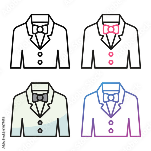 Groom tuxedo icon design in four variation color