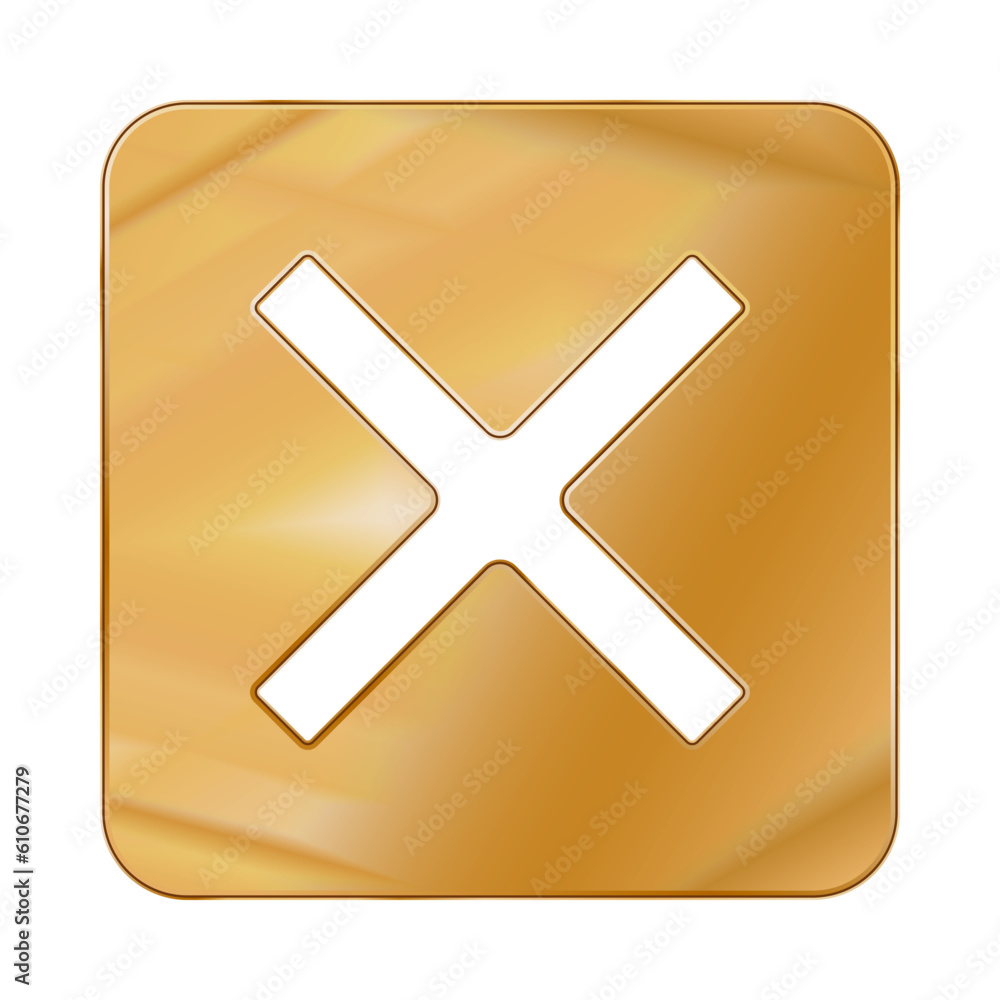 Gold Colored Metal Chrome web icon cancel. Gold Colored Metal Chrome web icon cancel.
