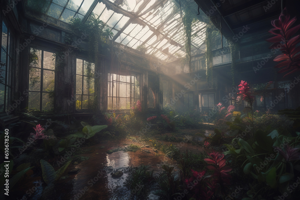 green house in the forest. Generative Ai green house in the forest. Generative Ai