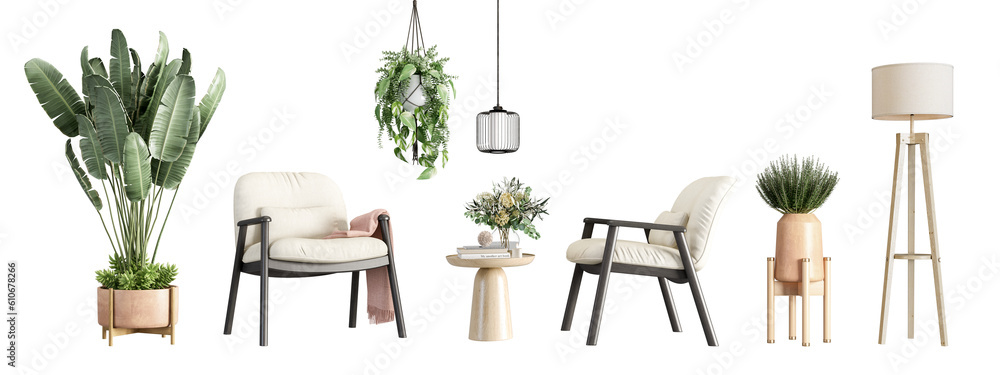 © Buffstock - Modern interior furniture set in 3d rendering