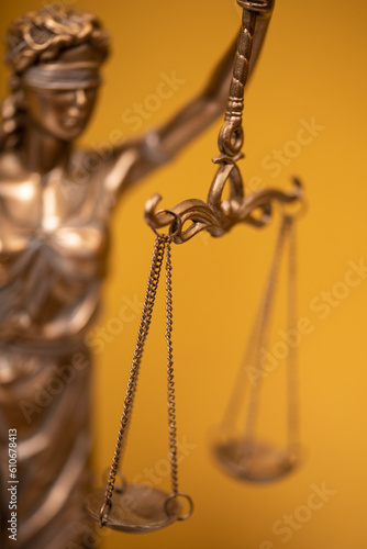 Photography Themis and gavel in court library