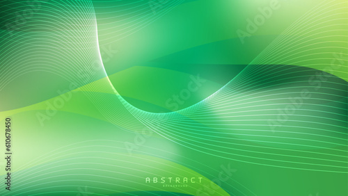 Modern minimalistic abstract background with green white lines ornament.