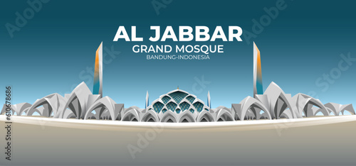 Al Jabbar Mosque in Bandung City, Indonesia. Background Vector EPS 10 photo