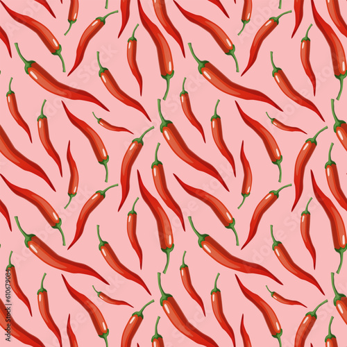 seamless pattern with red pepper