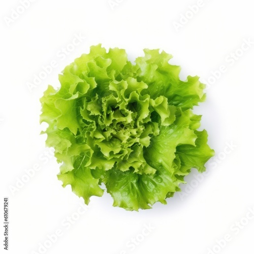 Green leaf lettuce leaf isolated on white background. Generative AI
