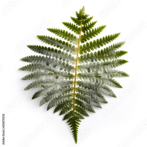 Japanese painted fern leaf isolated on white background. Generative AI