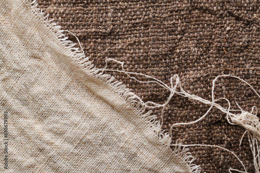 Linen in different textures and colors. Natural fabrics from organic flax and cotton, homespun textile handmade. Burlap and canvas for eco, rustic, boho, hygge decor closeup background Linen in different textures and colors. Natural fabrics from organic flax and cotton, homespun textile handmade. Burlap and canvas for eco, rustic, boho, hygge decor closeup background
