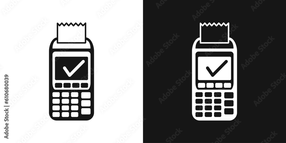 Mobile payment terminal vector icon. POS terminal, approved payment - obrazy, fototapety, plakaty 