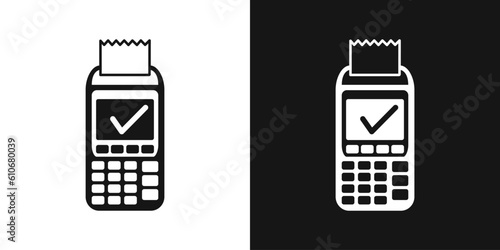 Mobile payment terminal vector icon. POS terminal, approved payment