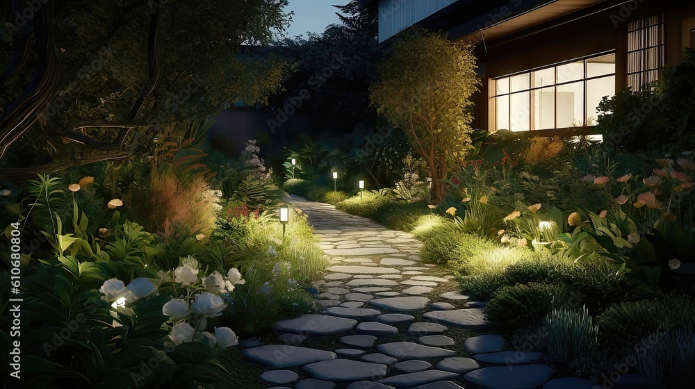Night Serenity: A Minimalistic Home Garden and Pathway 2. Generative AI