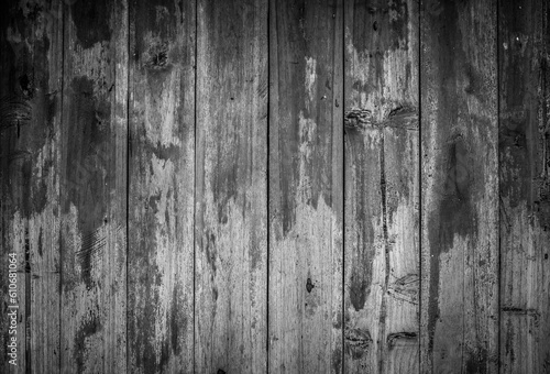 Old wood plank texture background with black and white filter