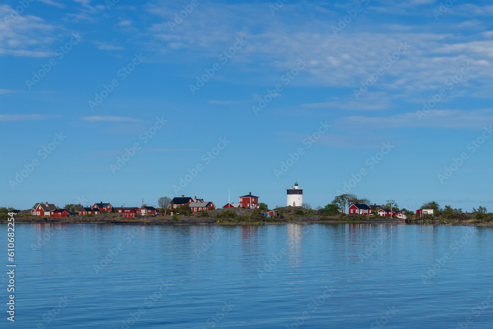 Lighthouse Svartklubben outside of Grisslehamn