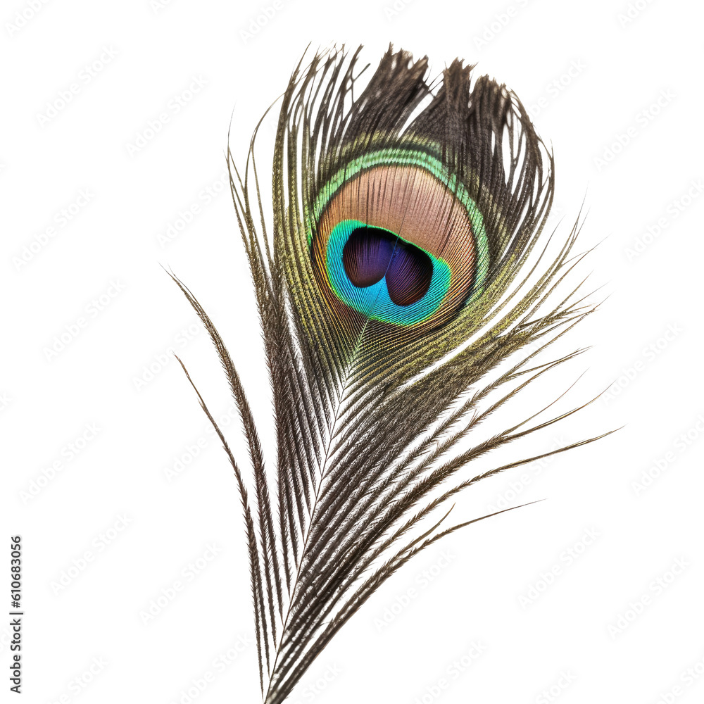 Obraz premium peacock feather isolated on transparent background cutout